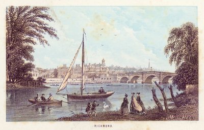 Themsen: Richmond (färgad gravyr) av English School