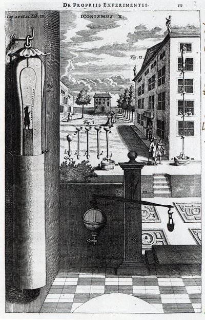 Robert Boyles designar och idéer för vakuumpumpen publicerad 1669 av English School