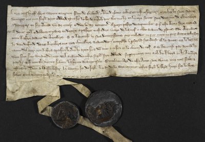 Robert Tybetot: Åtagande att tjäna i det heliga landet: 1270. Paen de Chaworth: Åtagande att tjäna i det heliga landet: 1270 (bläck på pergament) av English School