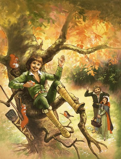 Robin Hood hviler i en træsved av English School