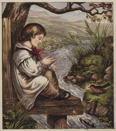 Robins julsång (färglitografi) av English School