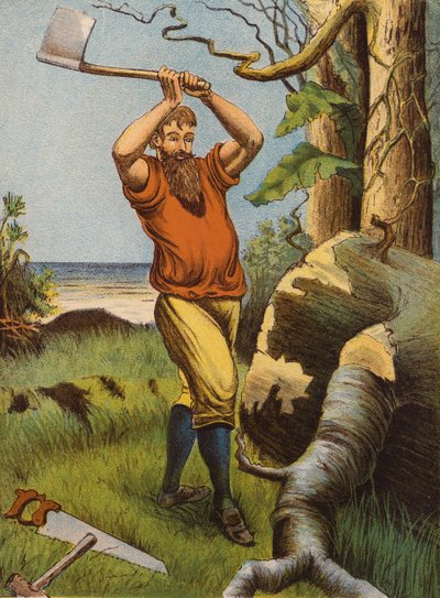 Robinson Crusoe (färglitografi) av English School