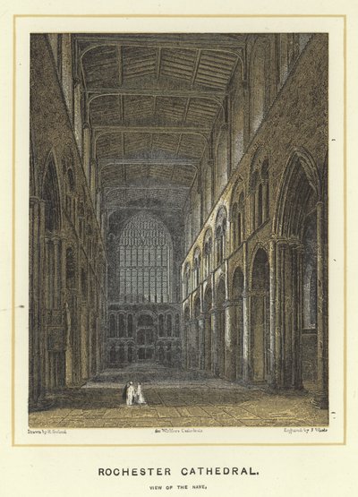 Rochester Cathedral, utsikt över långhuset av English School