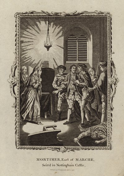 Roger Mortimer greps på Nottingham Castle av English School