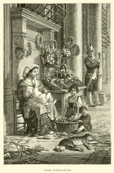Roman Flower-säljare av English School