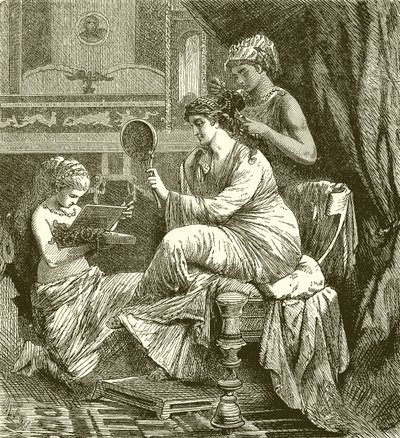Roman Lady på hennes toalett av English School