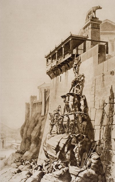 Rom räddad av de heliga gässen från Juno, illustration från 