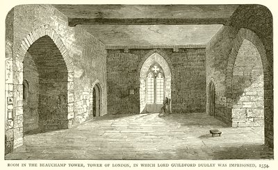 Rum i Beauchamp Tower, Tower of London, där Lord Guildford Dudley var fängslad, 1554 av English School