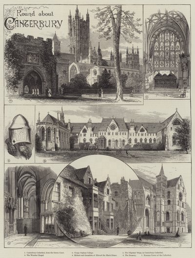 Runt om Canterbury (gravyr) av English School