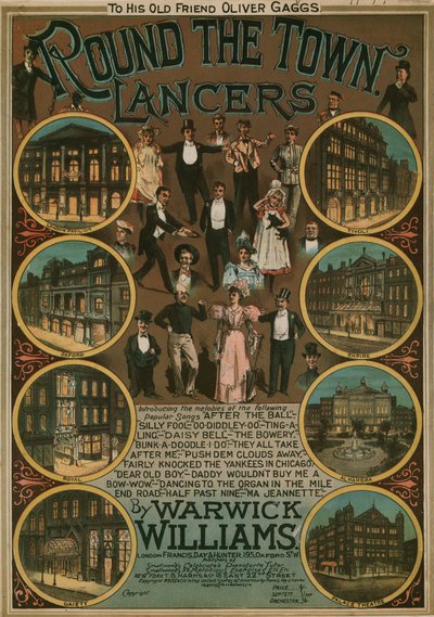 Round the Town Lancers av Warwick Williams; musikaliska partitur av English School