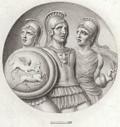 Roundel föreställande tre romerska soldater av English School