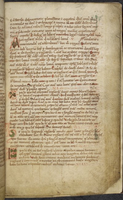 Royal 13. A.XI, f.5 Initial- och marginalritningar, Computus, Helperic of Auxerre (vellum); av English School
