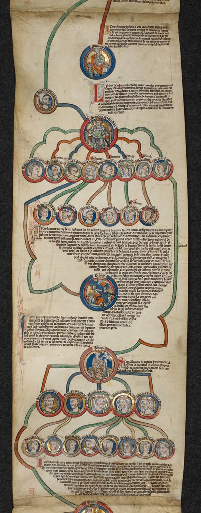 Royal 14 B. VI, Membrane 6, The Royal Genealogy from Steven to John, illustration från 