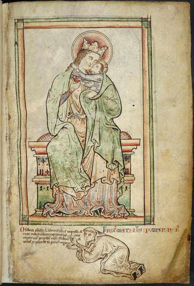Royal 14 C. VII, f.6 Jungfru och barn med konstnär, illustration från 