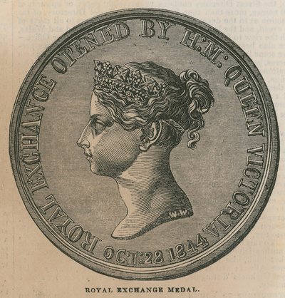 Royal Exchange Medal, tillsatt för att fira invigningen av Royal Exchange 1844 av English School