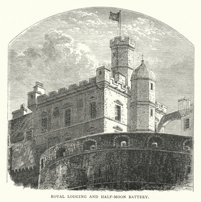 Royal Lodging och Half-Moon Battery (gravyr) av English School
