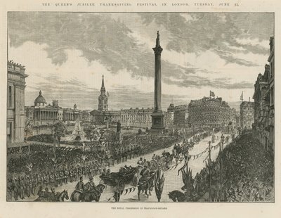 Kunglig procession på Trafalgar Square av English School