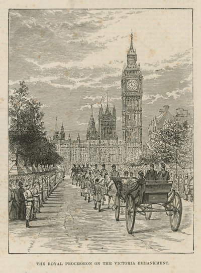Kunglig procession på Victoria Embankment av English School