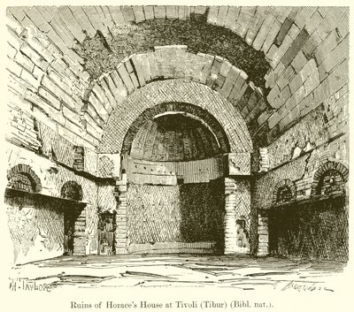Ruinerna av Horaces House i Tivoli (Tibur) (Bibl. nat.) av English School