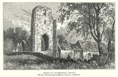 Ruinerna av Ulverscroft Priory (gravyr) av English School