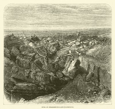 Ruinerna av synagogan Tell-Hum (Kapernaum) (gravyr) av English School