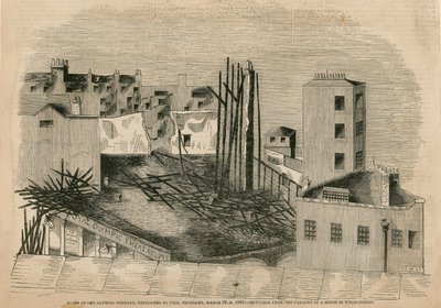 Ruinerna av den olympiska teatern, förstörda av brand, 29 mars 1849 av English School