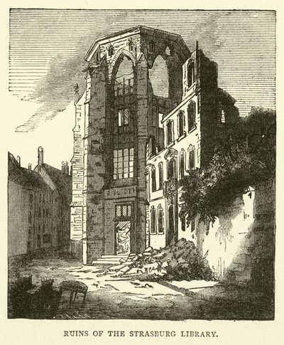 Ruinerna av Strasburgs bibliotek, september 1870 av English School