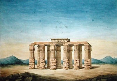 Ruinerna av templet i Hermopolis (akvarell på papper) av English School