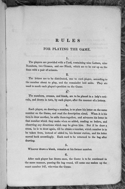 Regler för att spela spelet med Star-Spangled Banner eller emigranter till USA, ca 1840 av English School
