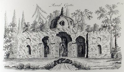 Grotto på landsbygden, från "Grotesque Architecture or Rural Amusement", av William Wright, publicerad ca 1767-90 (gravyr) (svart/vitt foto) av English School