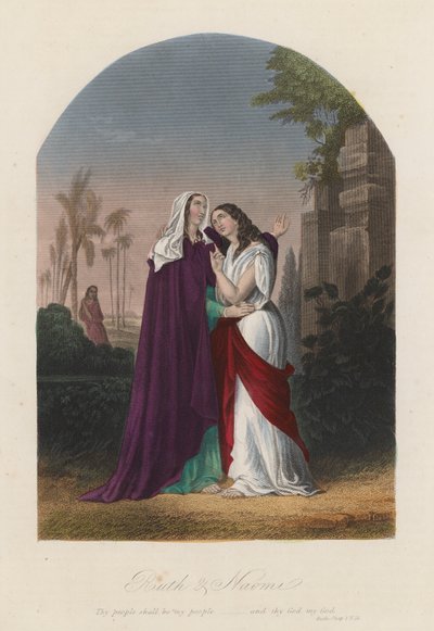 Rut och Naomi (gravyr i färg) av English School