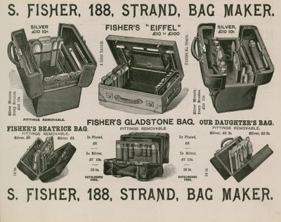 S Fisher, 188 Strand, Väskmakare av English School