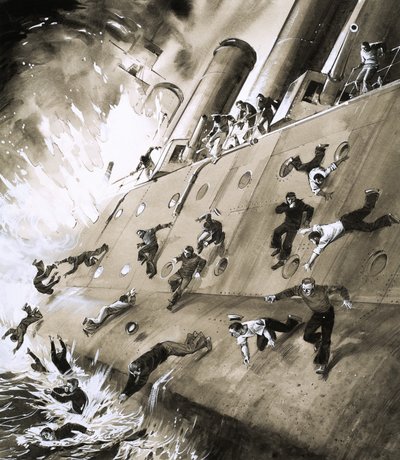 Sjömän flydde HMS Natal som fattade eld i Cromarty Firth 1915 av English School