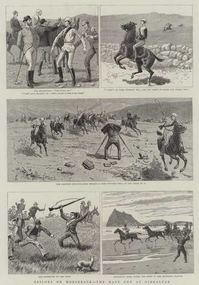 Sailors on Horseback, Navy Cup i Gibraltar (gravyr) av English School