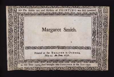 Provtryck utfört på Sheldonian Theatre, Oxford, den 25 maj 1736 (gravyr) av English School