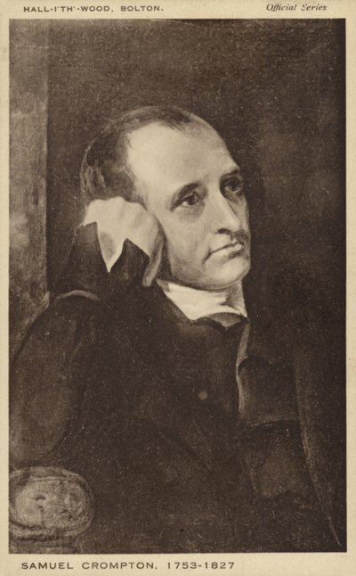 Samuel Crompton (1753-1827), engelsk uppfinnare av spinnmaskinen (litografi) av English School