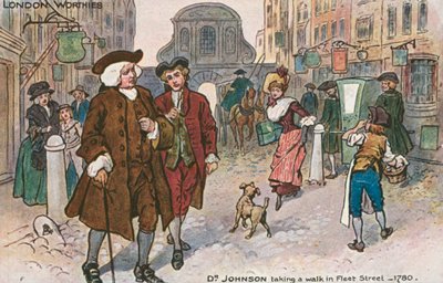 Samuel Johnson, engelsk författare (färg litho) av English School