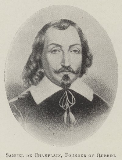 Samuel de Champlain, grundare av Quebec (litho) av English School