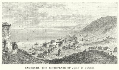 Sandgate, födelseplats för John B Gough (gravyr) av English School