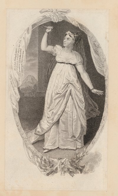 Sarah Siddons, skådespelerska, som Euphrasia (gravyr) av English School