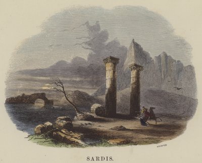 Sardis (färgad gravyr) av English School