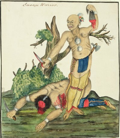 Savage Warrior, ca 1800 (penna och wc på papper) av English School