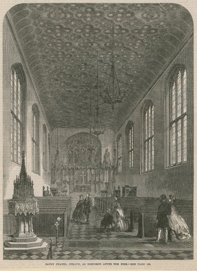 Savoy Chapel, Strand, som restaurerats efter branden av English School