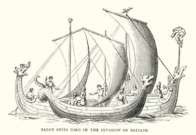 Sächsische Schiffe bei der Invasion Britanniens von English School