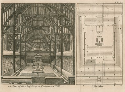 Byggställningar i Westminster Hall av English School