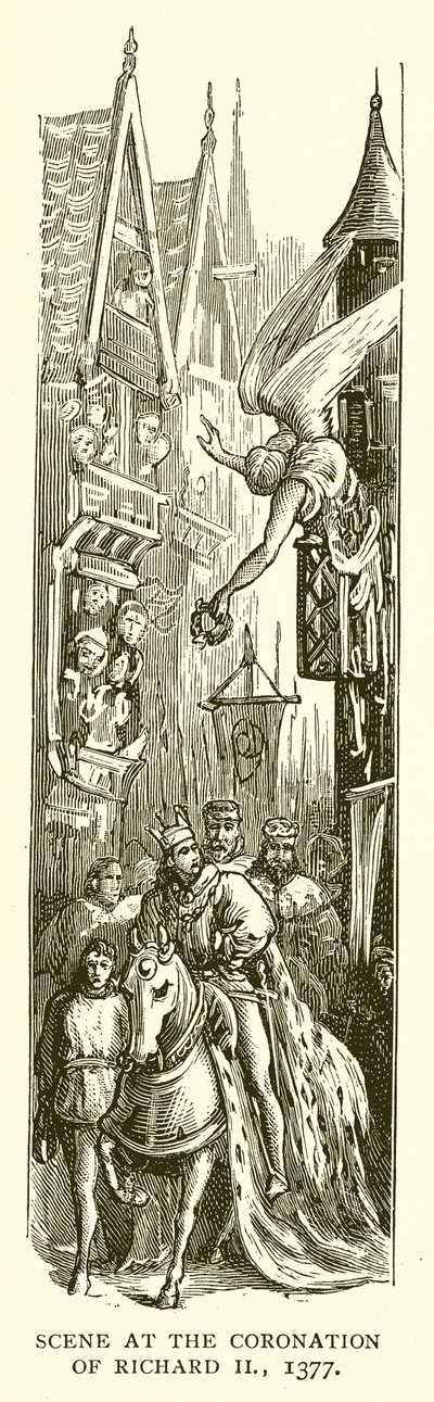Scen vid kröningen av Richard II, 1377 av English School