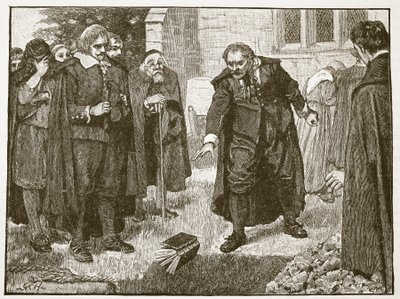 Scen vid begravningen av Chillingworth, illustration från Cassells Illustrated History of England (sepiafoto) av English School