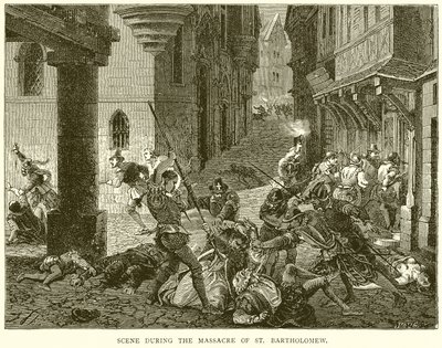 Scen under massakern av St. Bartholomew av English School