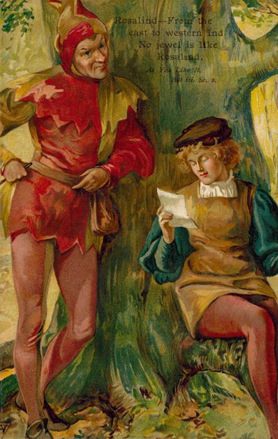 Scen ur Som ni vill ha det av William Shakespeare (färglitografi) av English School