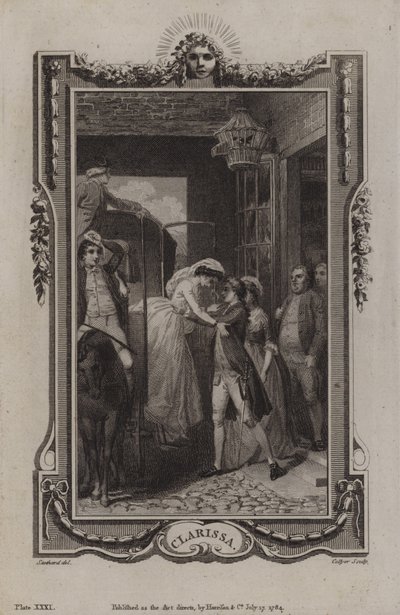 Scen från Clarissa, av Samuel Richardson av English School
